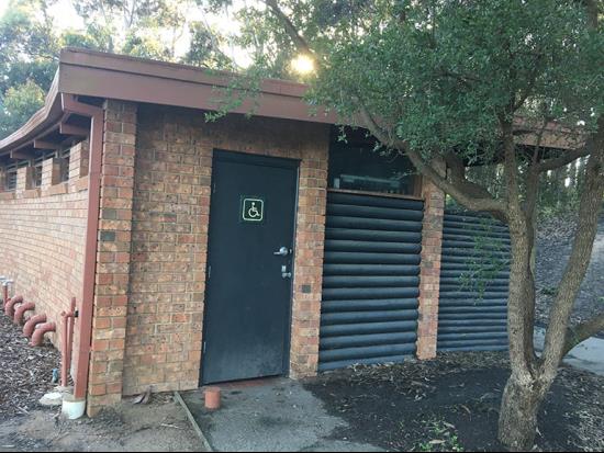 External view of the toilet facility servicing the Beach Picnic Area at Lysterfield Park.