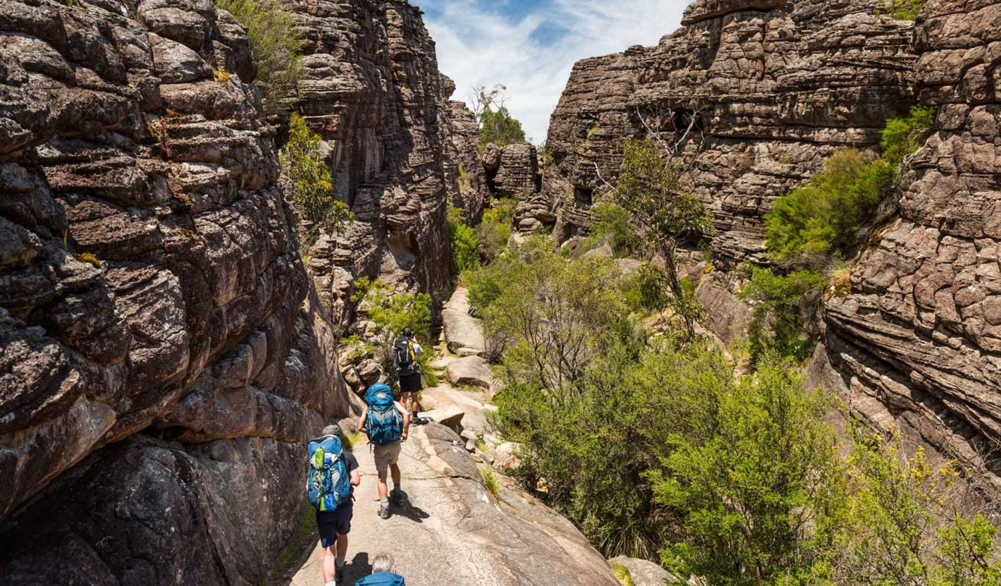 Walking through the Wonderland Range on Central Section 1 of the Grampians Peaks Trail