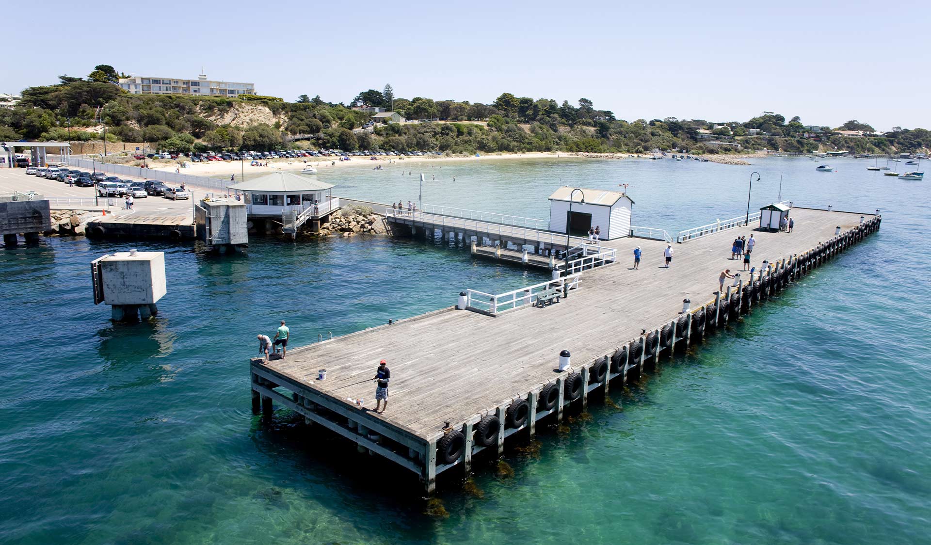 The view of Sorrento Pier from the air.