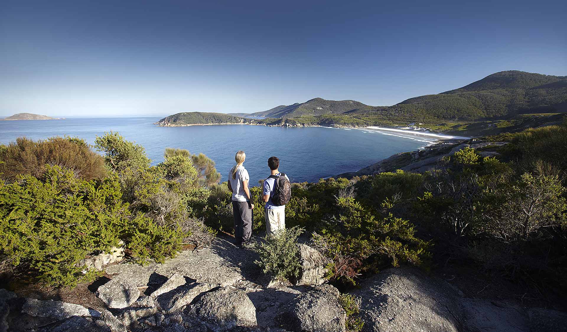 Couple taking in the view at Pillar Point.