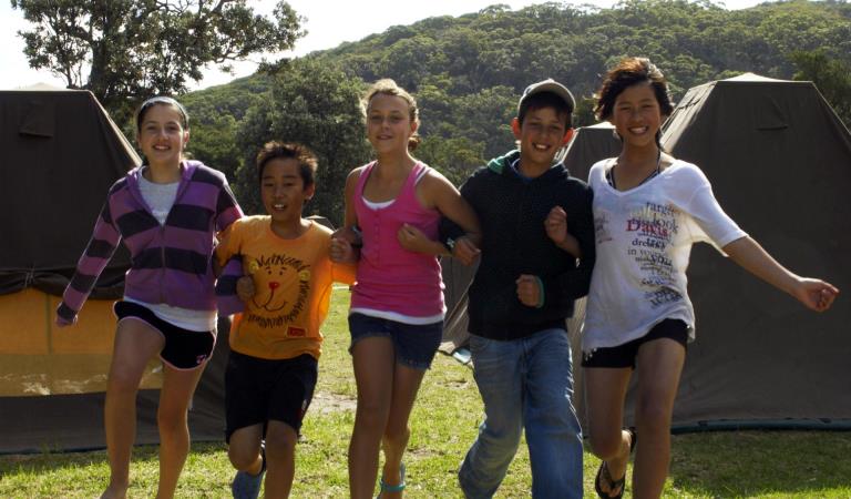 Group of people at a camp site