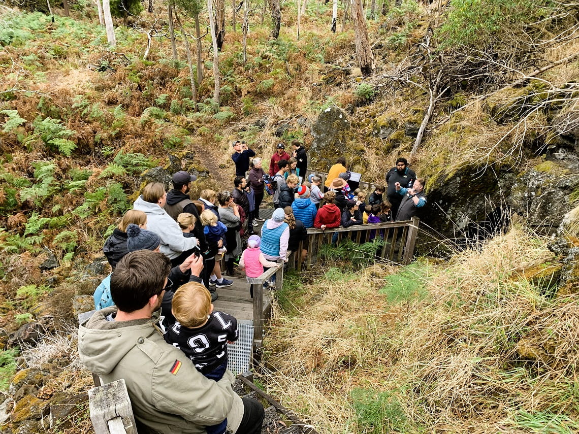 Junior Ranger families attend the school holiday program in Budj Bim National Park 