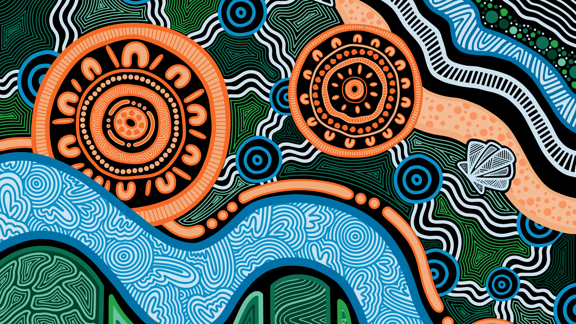 Country Brings Us Together artwork by Chloe Chatterton featuring lush colours and a winding river