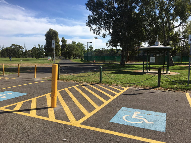 Accessible parking at the Albert Park community playground