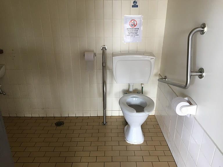 The unisex accessible toilet at the Brimbank Park cafe 