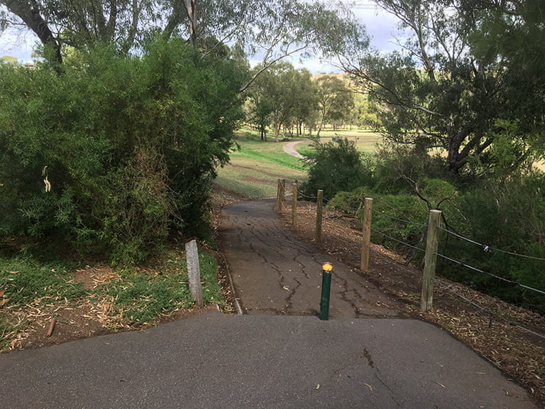 Brimbank Park Picnic Area B ramp to picnic tables on lawn area