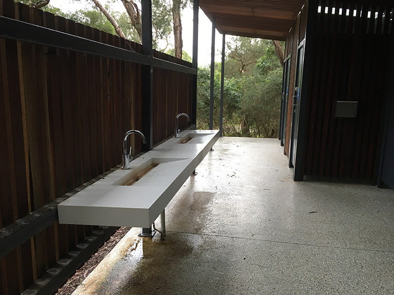 Wash basins outside of toilet at Ferntree Gully