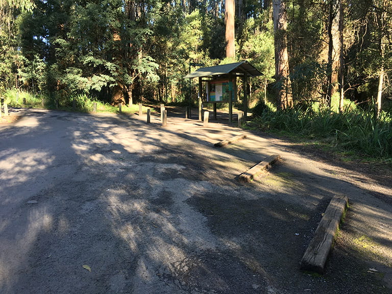 Sherbrooke Picnic Ground carparking bays and information shelter