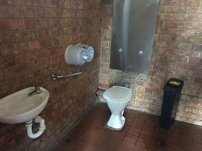 Internal view of the toilet facility servicing the Beach Picnic Area at Lysterfield Park.