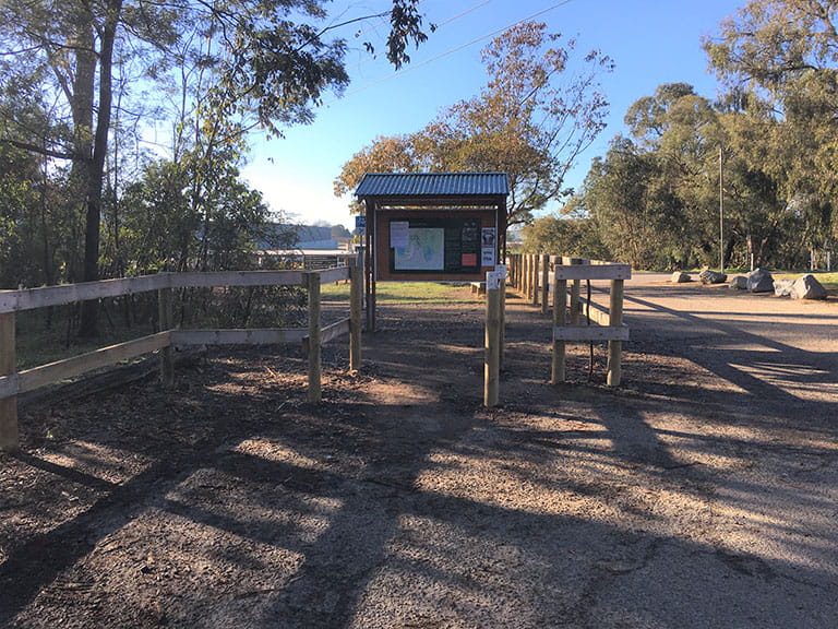 Signage at the mountain bike entrance at Lysterfield Park.