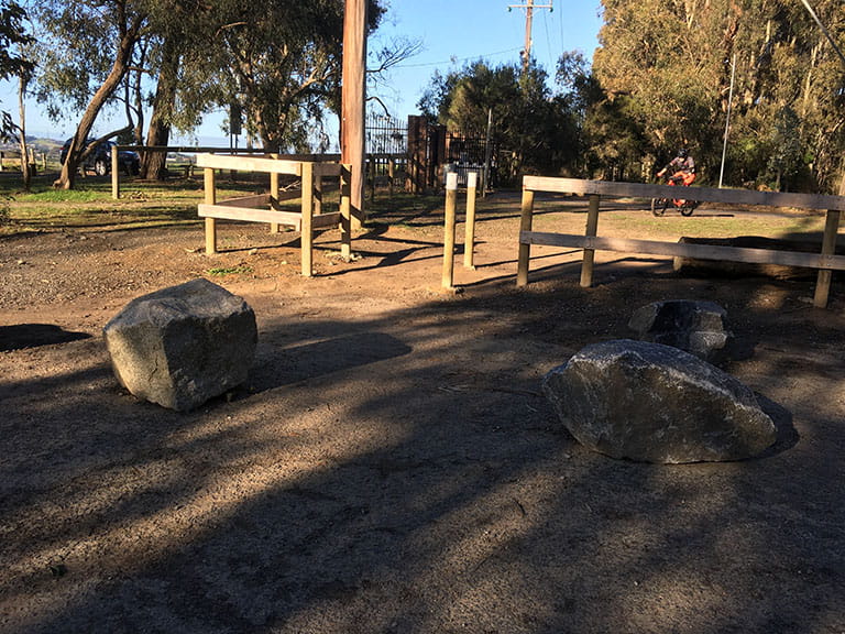 Entrance to mountain bike car park at Lysterfield Park.
