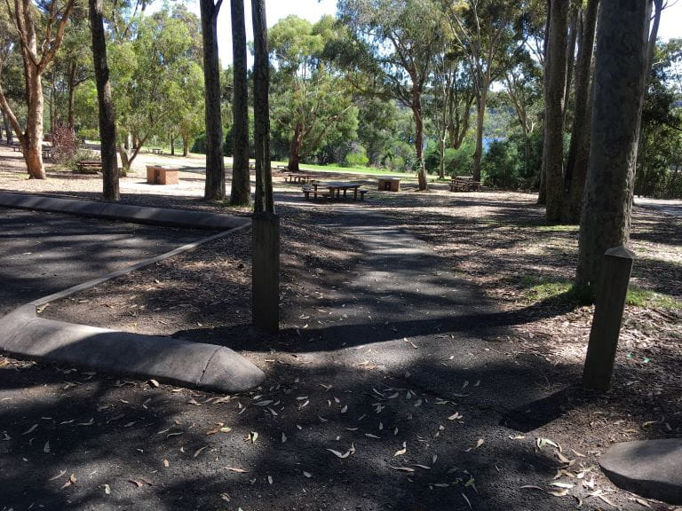 Path to picnic area from Spotted Gum car park at Lysterfield Park.