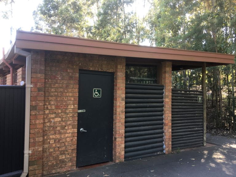 Exterior of Spotted Gum toilet block at Lysterfield Park.