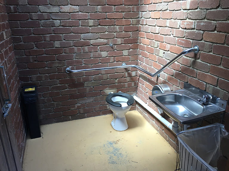 Inside the unisex accessible toilet at Organ Pipes National Park.