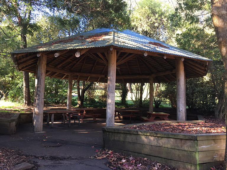 Main picnic shelter at Silvan Reservoir Lower Picnic Ground
