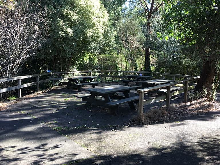 Outdoor picnic area at Silvan Reservoir Lower Picnic Ground