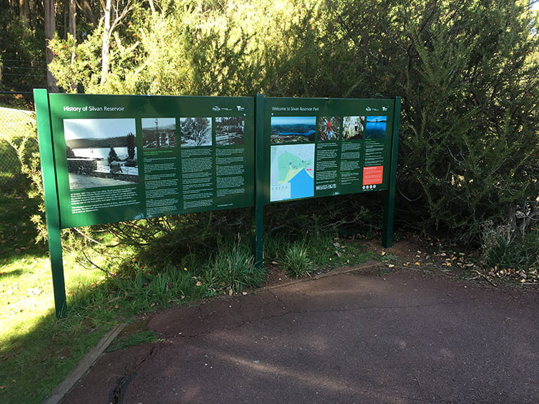 Information board at Silvan Reservoir