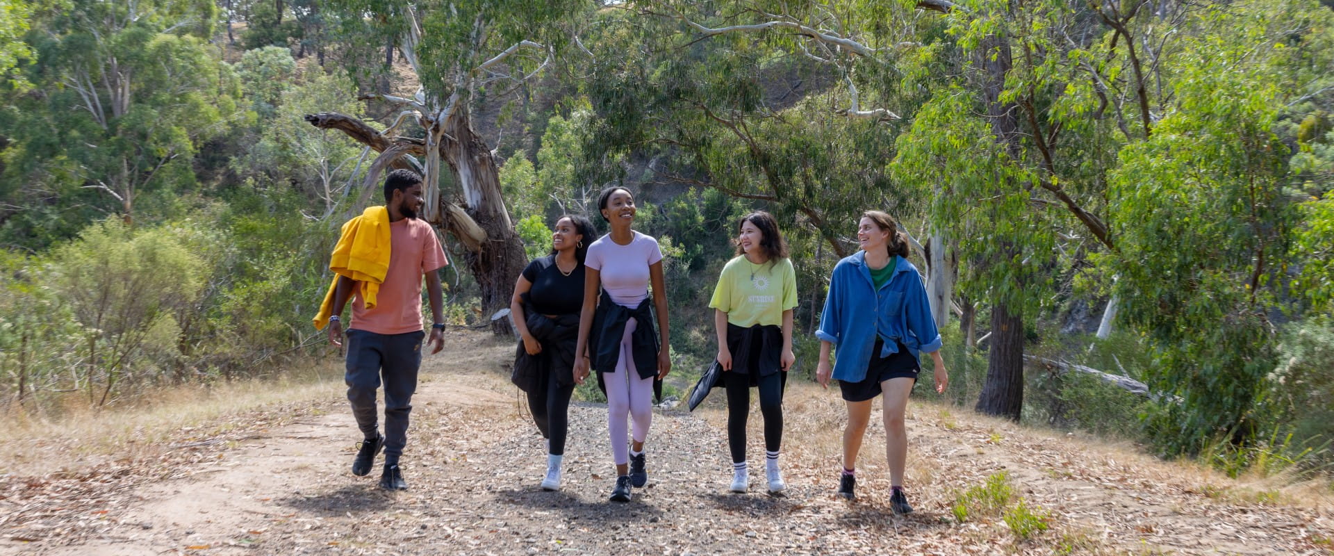 Group walking in Plenty Gorge Parklands