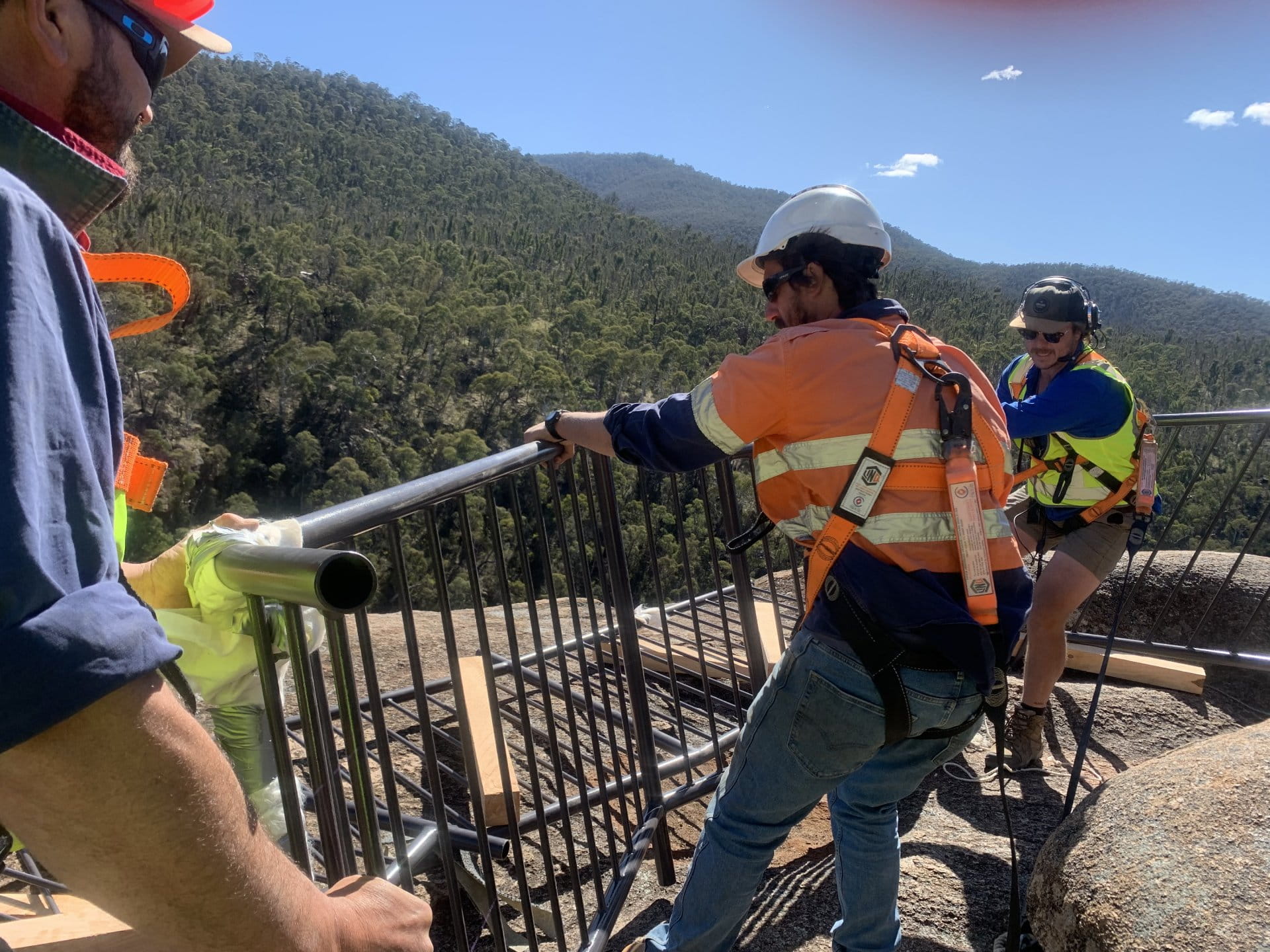 Anglers rest walking track barrier being installed