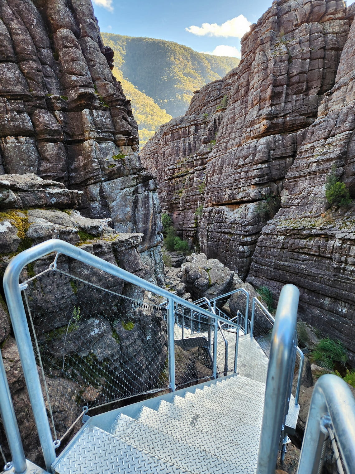 A view from the top of the Grand Canyon staircase, looking down into the canyon. 