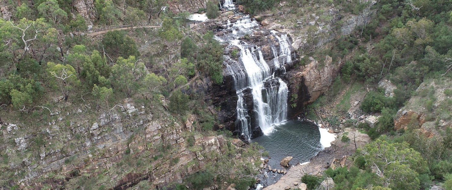 aerial view of falls