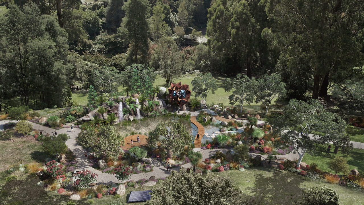 3D render of the designs for the Chelsea Australian Garden at Olinda 