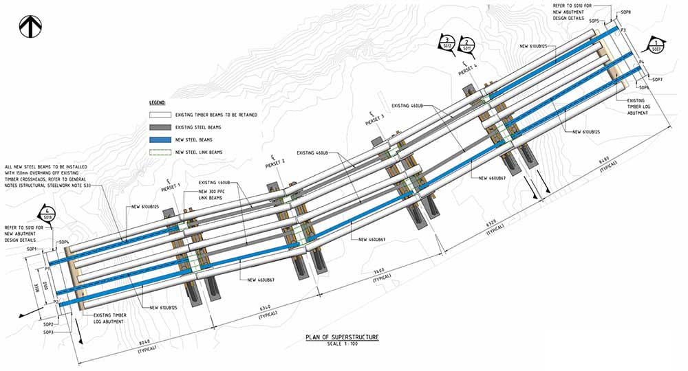 The proposed design to repair the bridge.