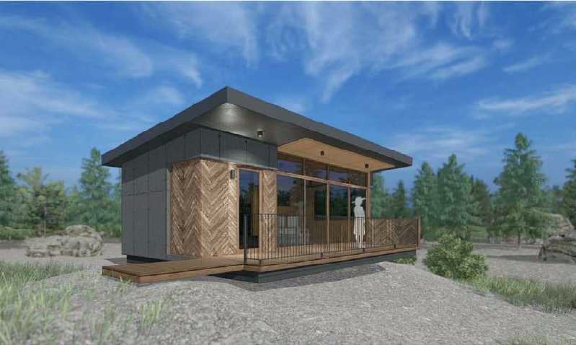 Artist impression of the Mount Buffalo roofed accommodation cabin