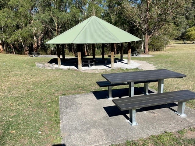 New picnic table and upgraded picnic shelter at Cardinia Reservoir Park