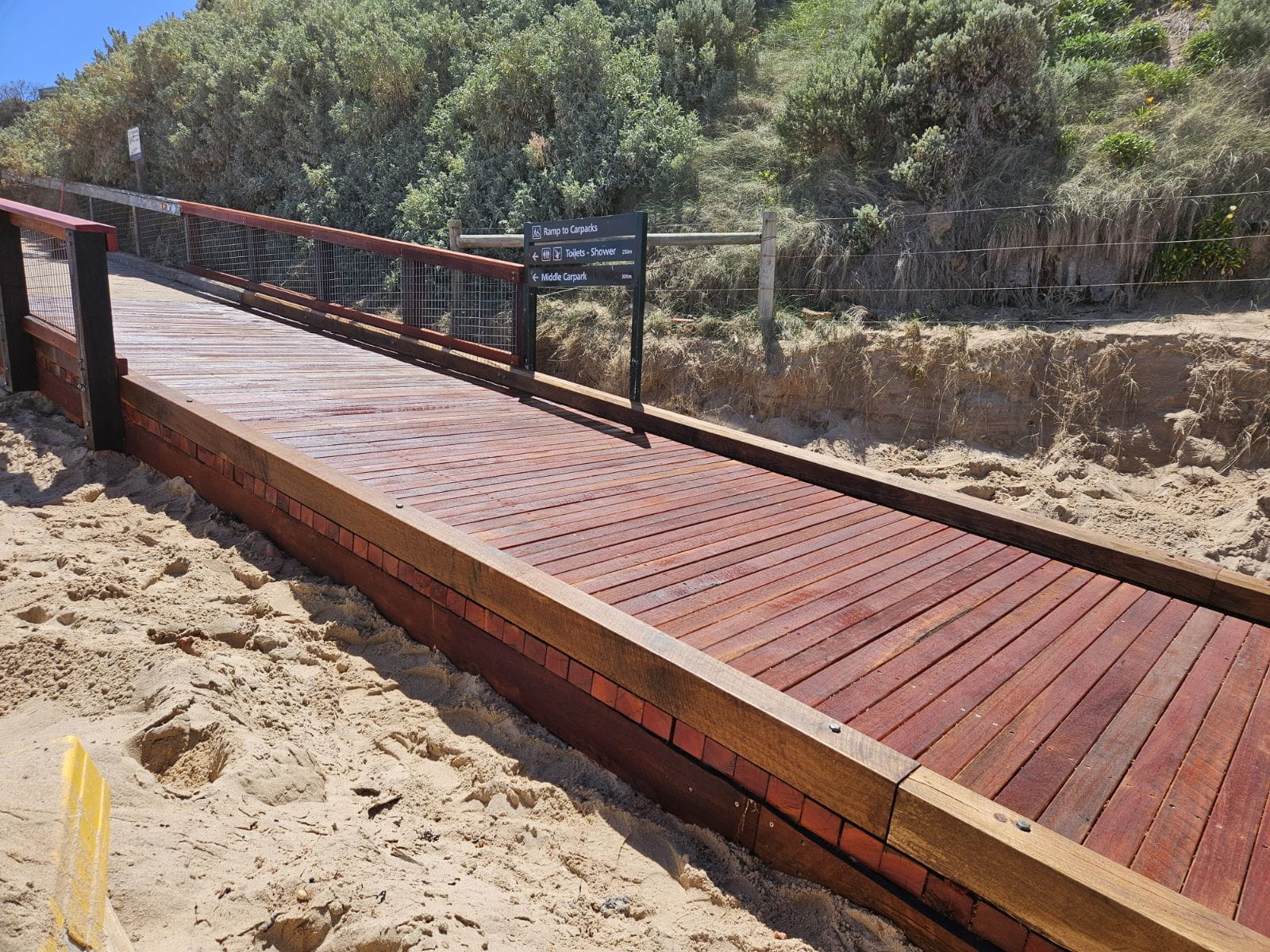 Photo of the new timber ramp at Portsea Ocean Beach.