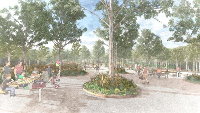 Artist impression of the proposed design of the Wattle Park picnic area