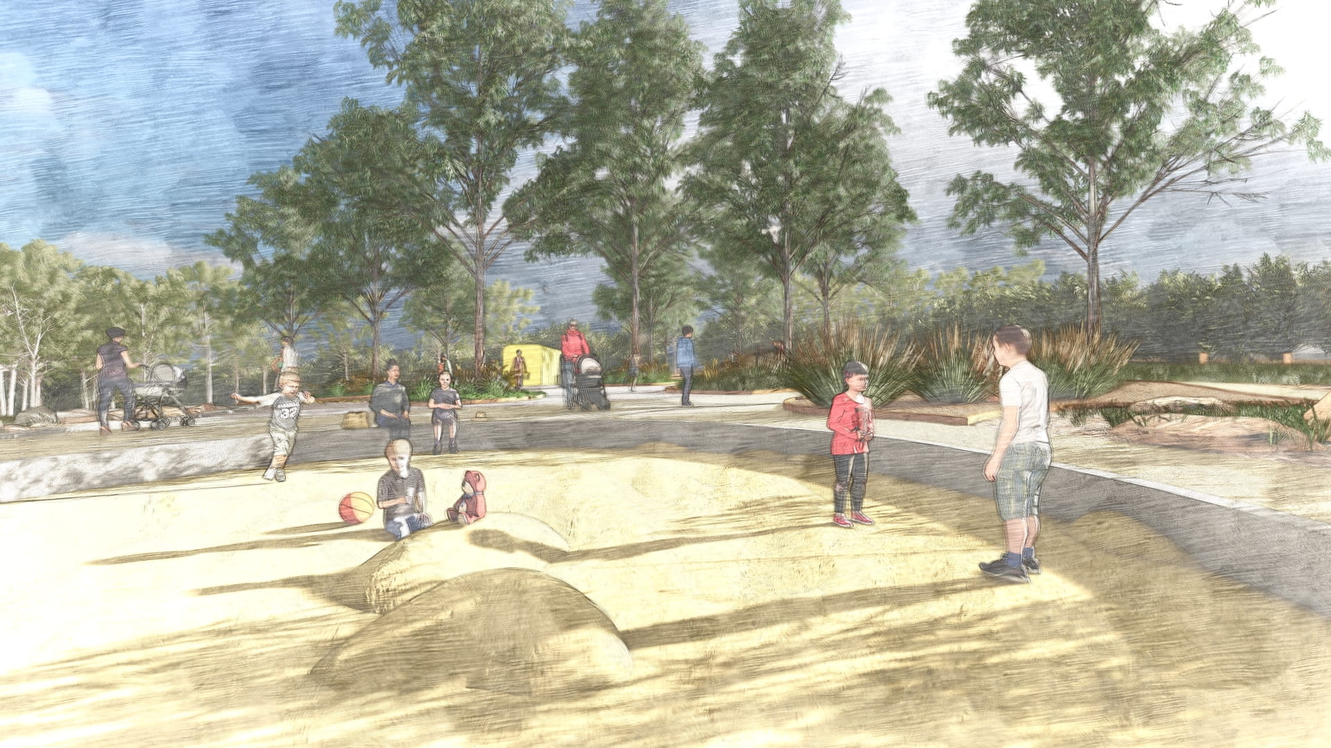 Sand play area design for the new playscape at Wattle Park