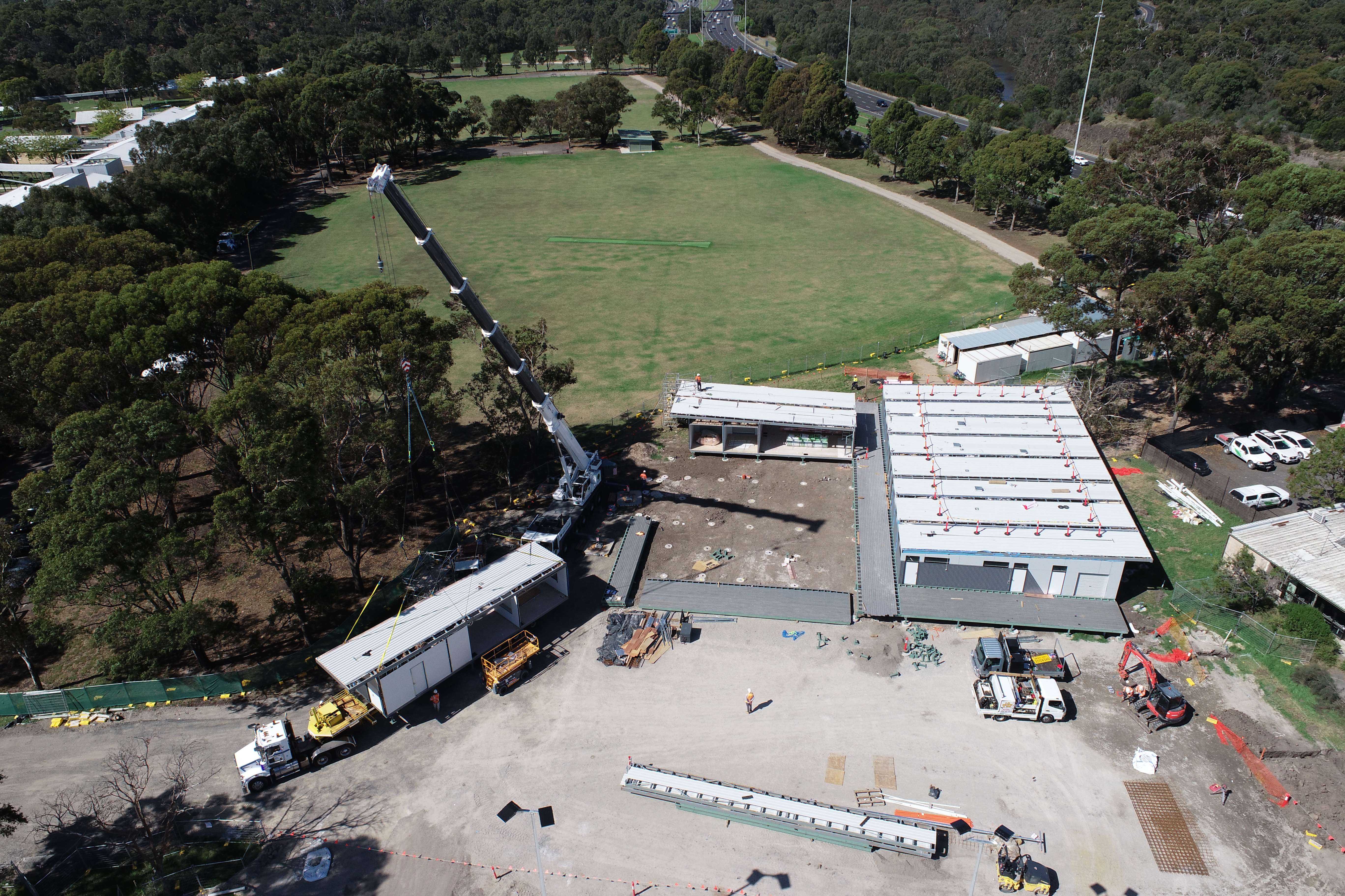 Installation of new sporting pavilion at Yarra Bend