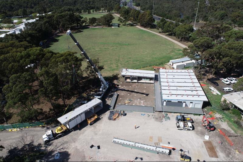 Installation of new sporting pavilion at Yarra Bend