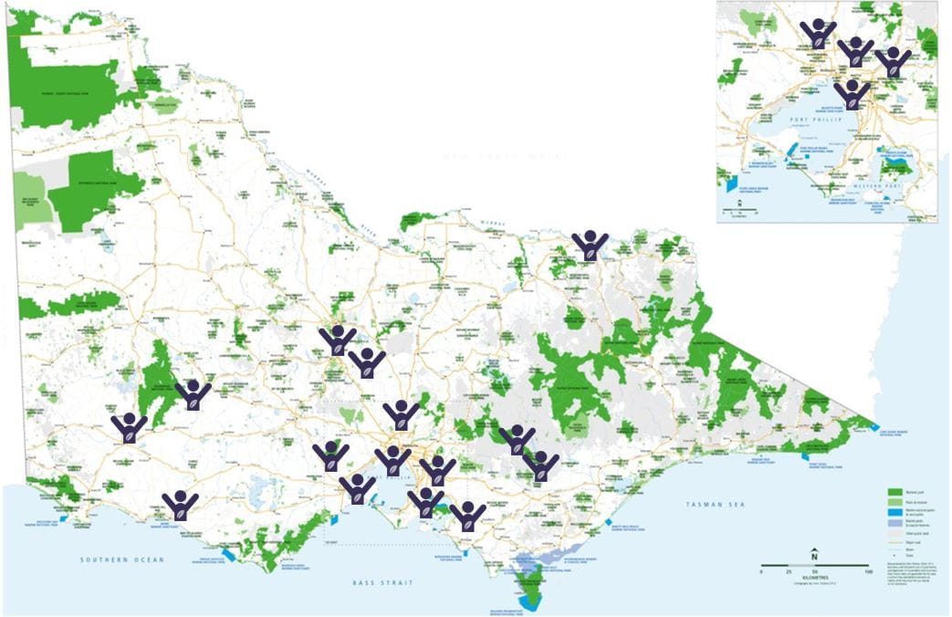 map of victoria with icons marking successful applications