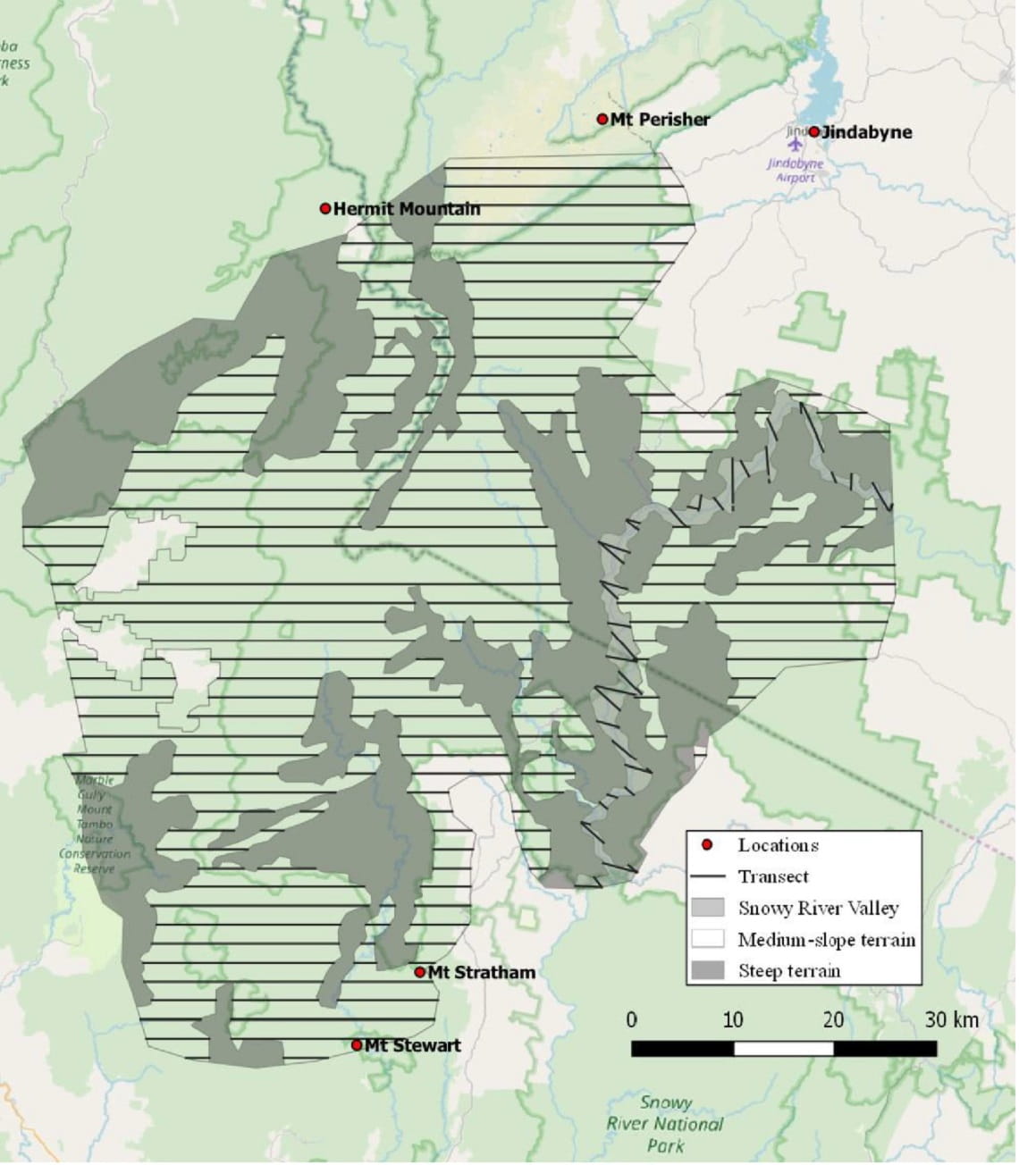 Map showing the planned flight transects of the survey