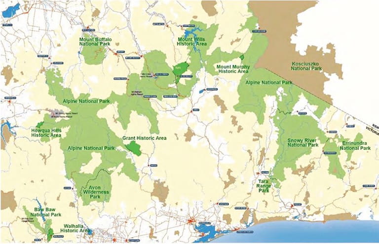Map of the Victorian alps.