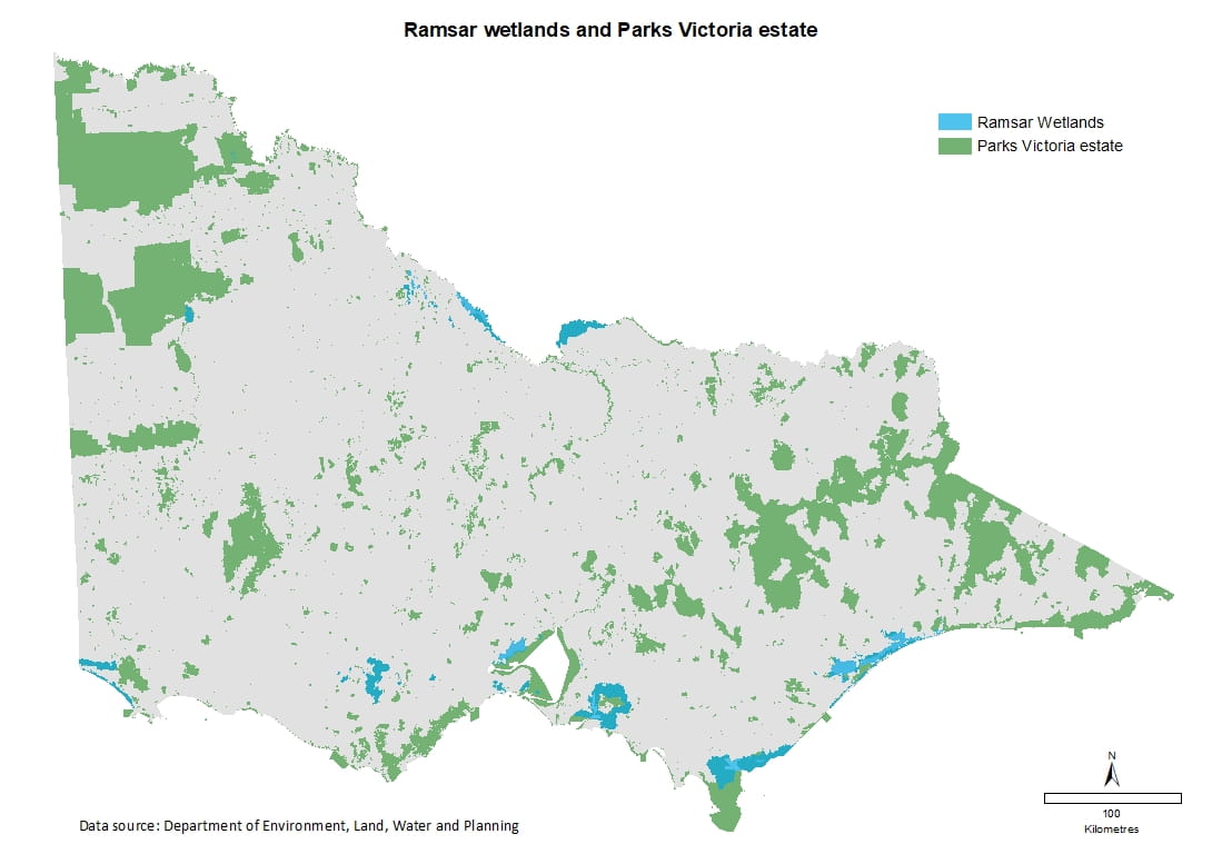 Ramsar wetlands and parks victoria estate