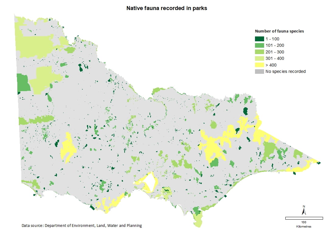 native fauna recorded in parks