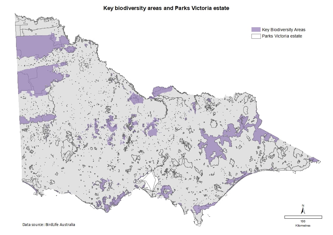 key biodiversity areas and parks victoria estate
