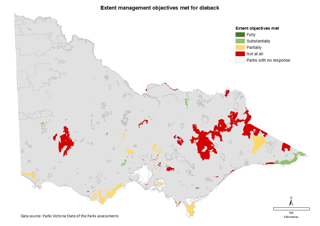 extent management objectives met for dieback