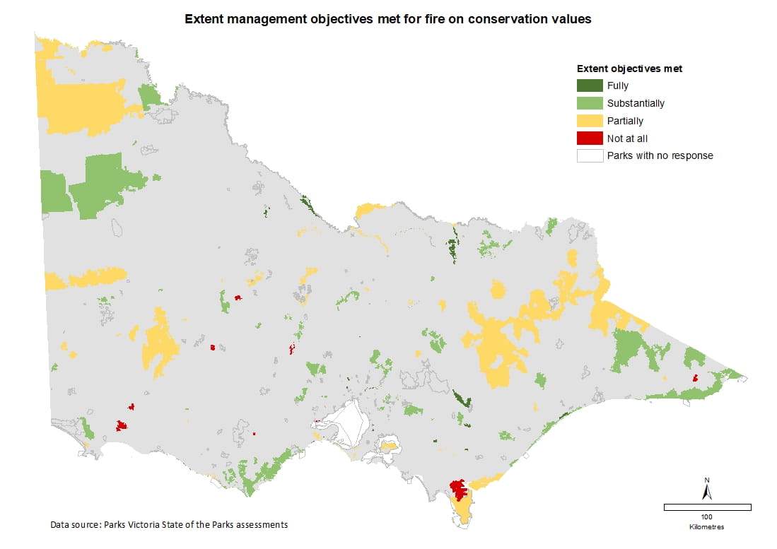 extent management objectives met for fire on conservation values
