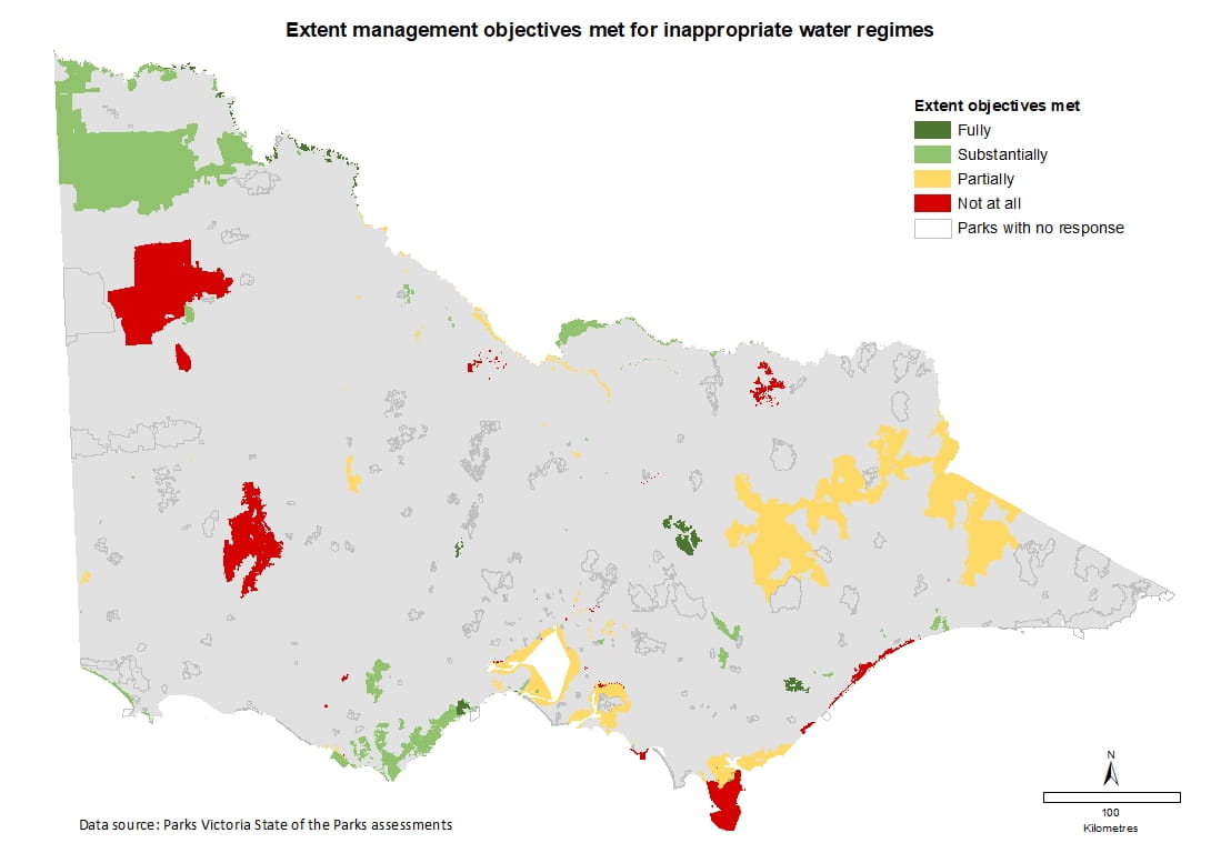 extent management objectives met for inappropriate water regimes