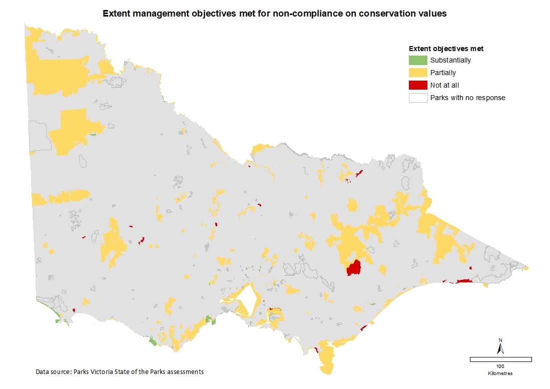 extent management objectives met for non compliance on conservation values