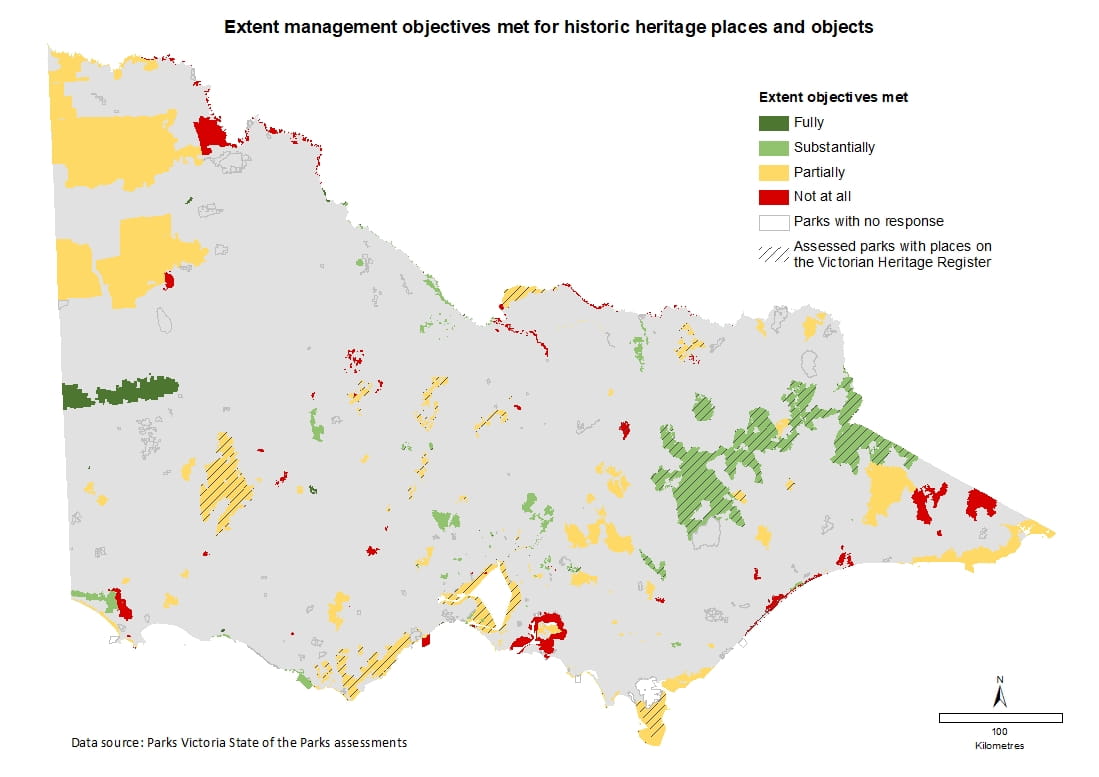 extent management objectives met for historic heritage places and objects