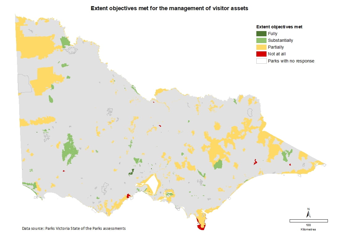 extent management objectives met for the management of visitor assets