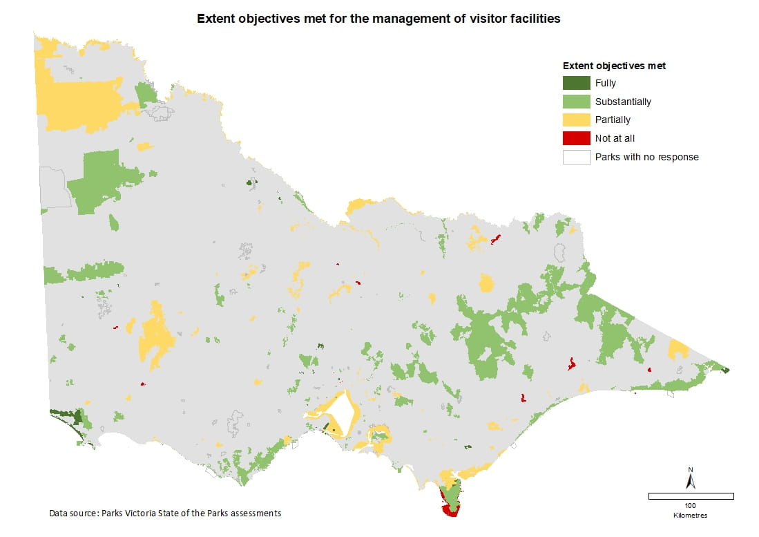 extent management objectives met for the management of visitor facilities