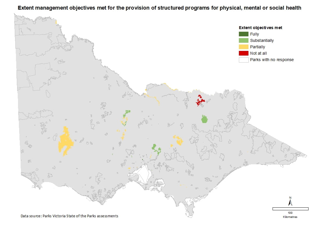 extent management objectives met for the provision of structured programs for physical, mental or social health