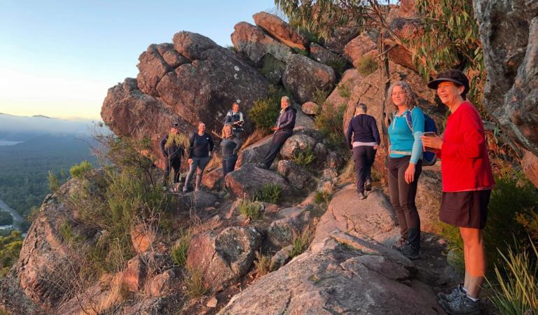 A tour group hiking through Grampians National Park