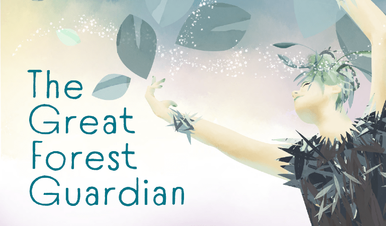 Illustrated image of a magical forest girl with leaves and sparkles. The title of the book is in the centre of the picture. 
